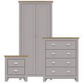 Grey And Oak Three Piece Bedroom Furniture Set
