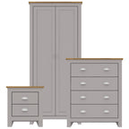 Grey And Oak Three Piece Bedroom Furniture Set