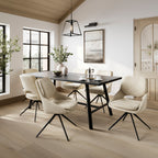 Louie Black Dining Table with 4 Edisto Off White Dining Chairs