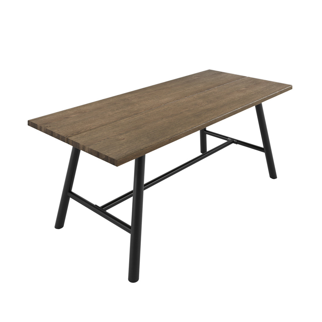Dark Wooden Dining Table With Black Legs