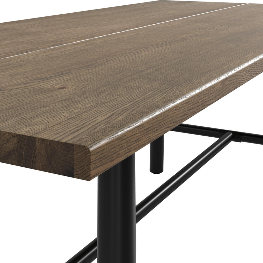 Dark Wooden Dining Table With Black Legs