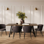 Dark Wooden Dining Table With Black Legs