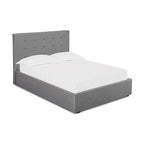 Grey Button Tufted Double Ottoman Bed