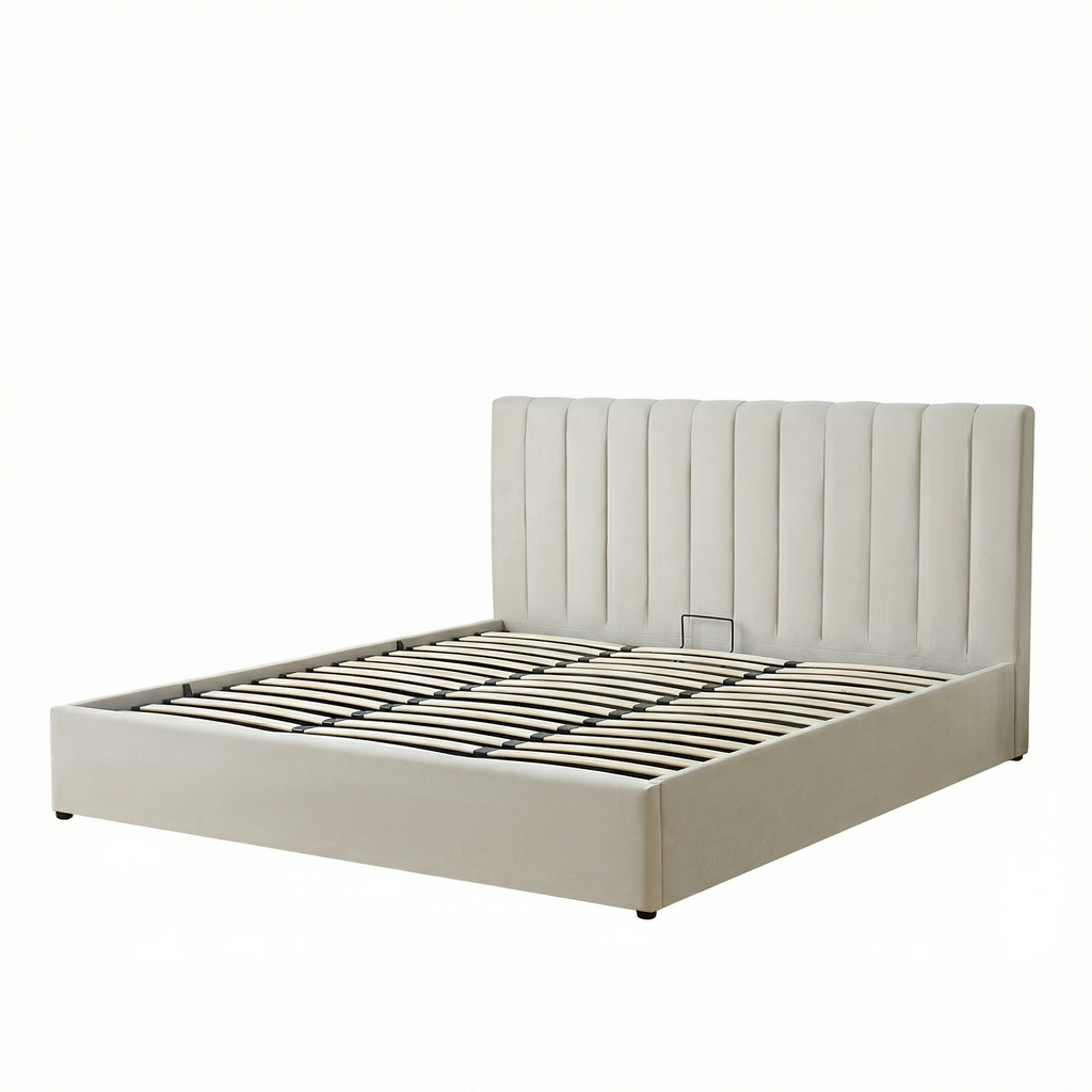 Super-King Ottoman Storage Bed with Memory Foam Mattress (5 COLOUR CHOICES)