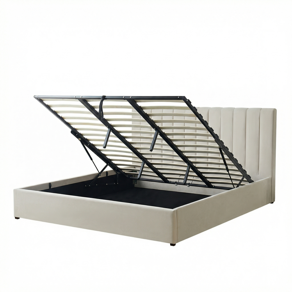Super-King Ottoman Storage Bed with Memory Foam Mattress (5 COLOUR CHOICES)