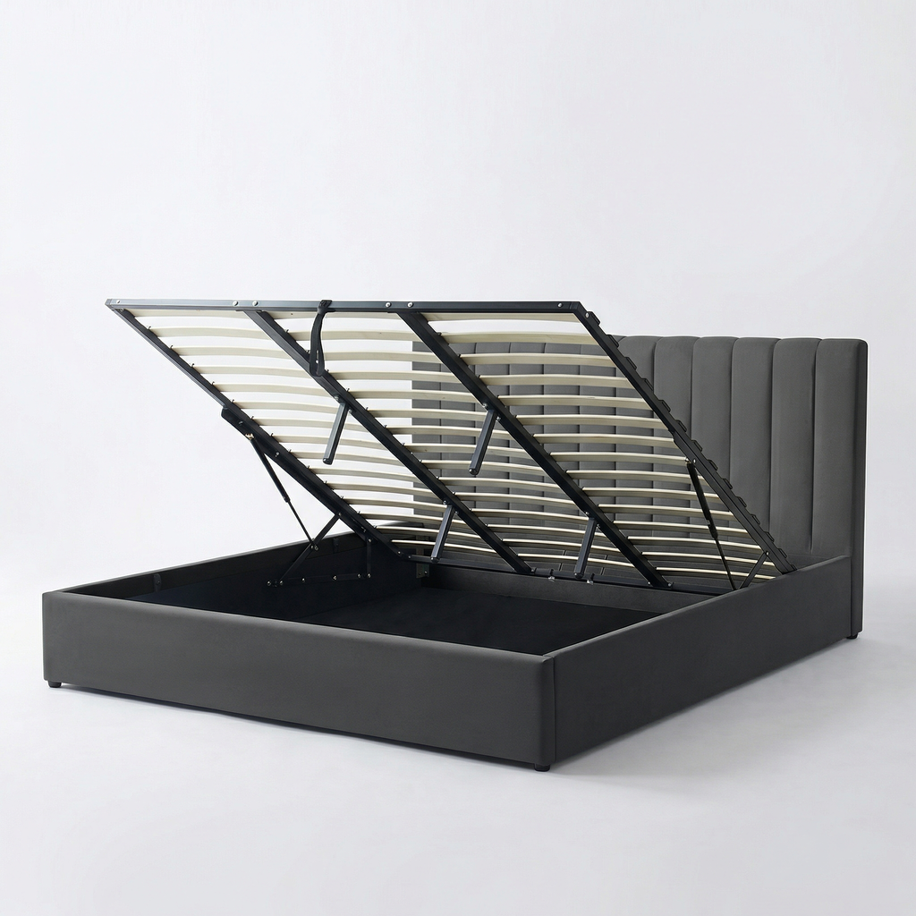 Super-King Ottoman Storage Bed with Memory Foam Mattress (5 COLOUR CHOICES)
