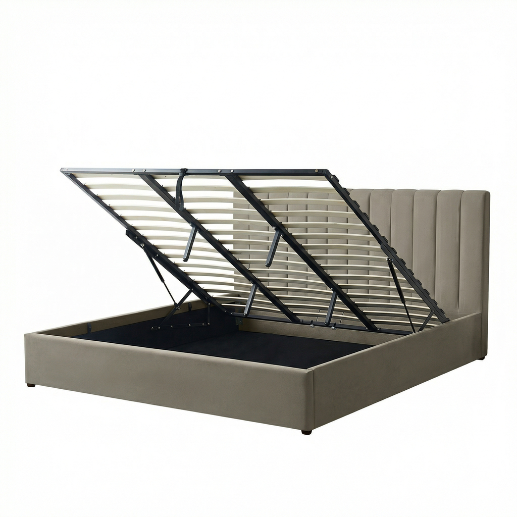 Super-King Ottoman Storage Bed with Memory Foam Mattress (5 COLOUR CHOICES)
