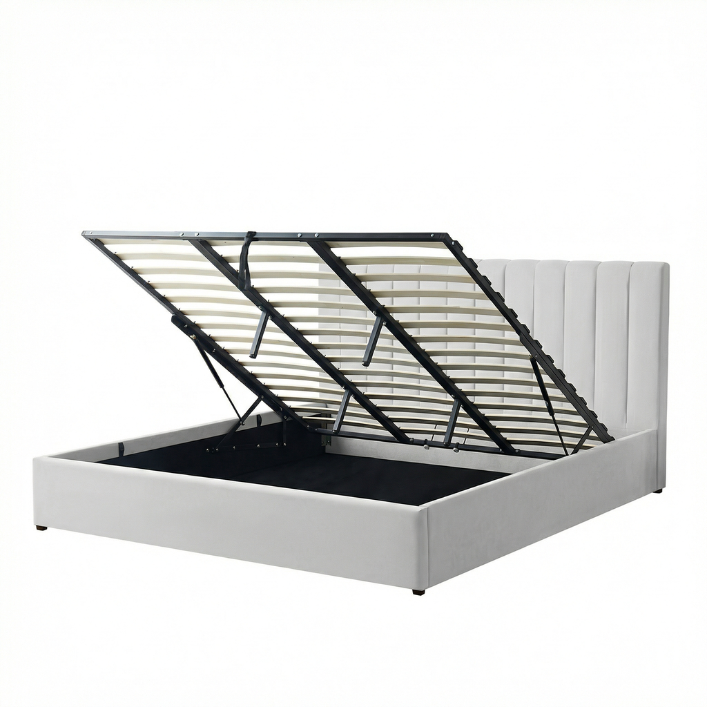 Super-King Ottoman Storage Bed with Memory Foam Mattress (5 COLOUR CHOICES)