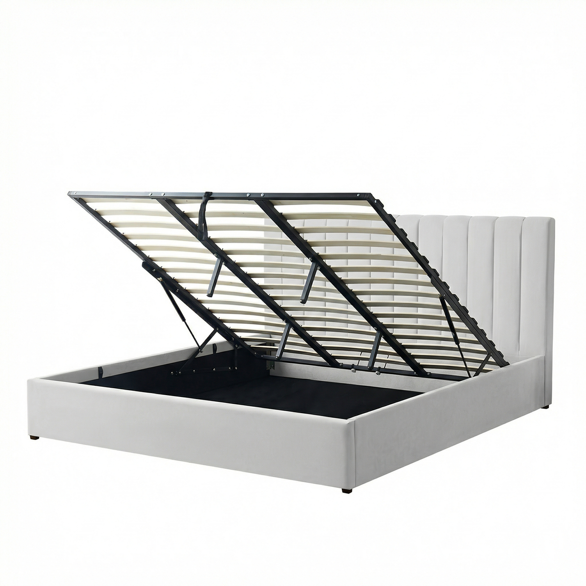 Super-King Ottoman Storage Bed with Memory Foam Mattress (5 COLOUR CHOICES)