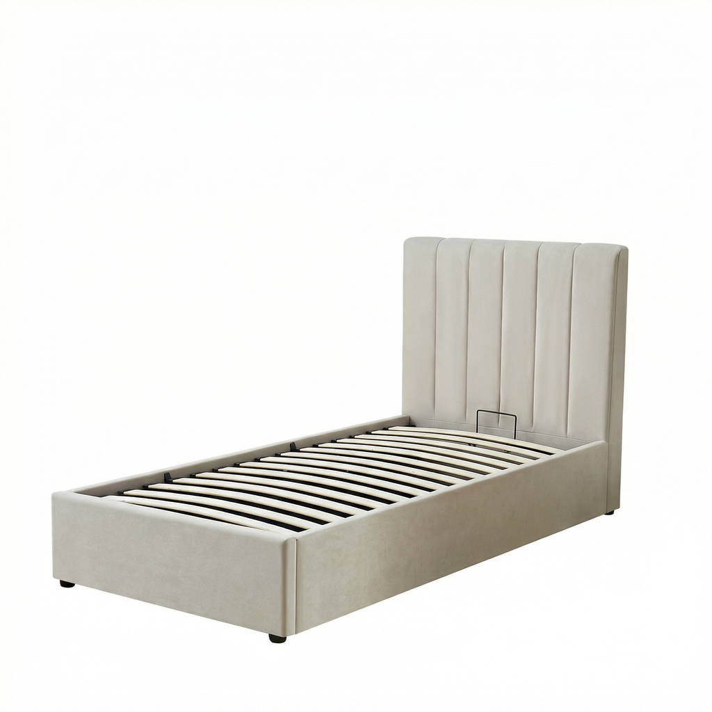 Single Ottoman Storage Bed with Memory Foam Mattress (4 COLOUR CHOICES)