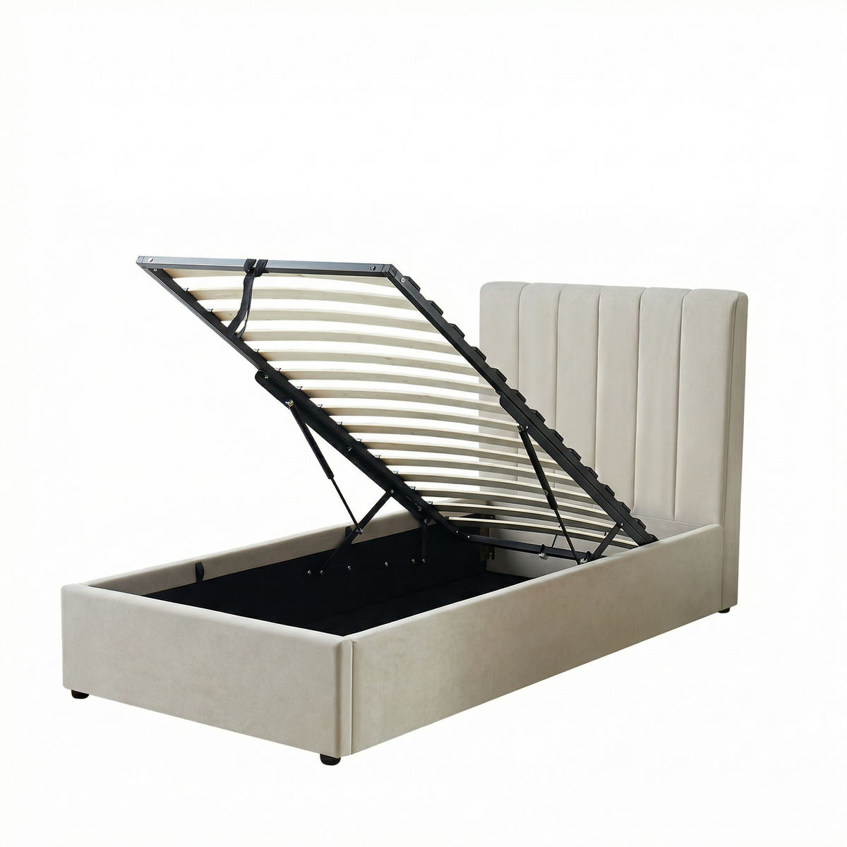 Single Ottoman Storage Bed with Memory Foam Mattress (4 COLOUR CHOICES)