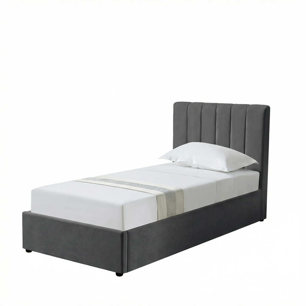 Single Ottoman Storage Bed with Memory Foam Mattress (4 COLOUR CHOICES)