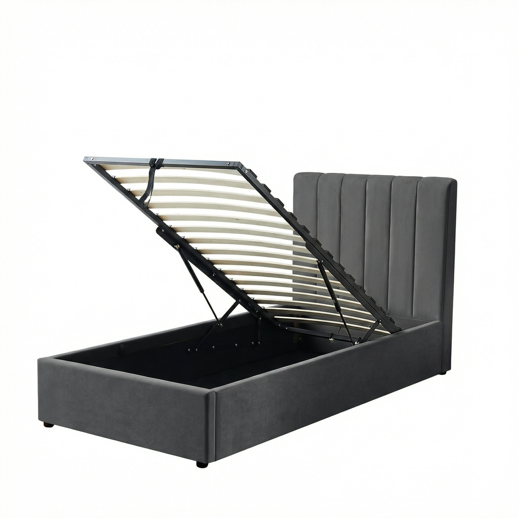 Single Ottoman Storage Bed with Memory Foam Mattress (4 COLOUR CHOICES)
