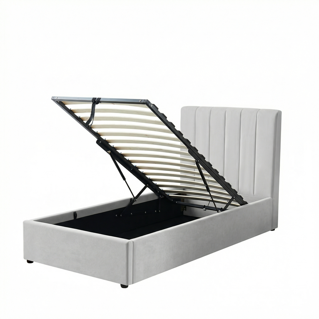 Single Ottoman Storage Bed with Memory Foam Mattress (4 COLOUR CHOICES)