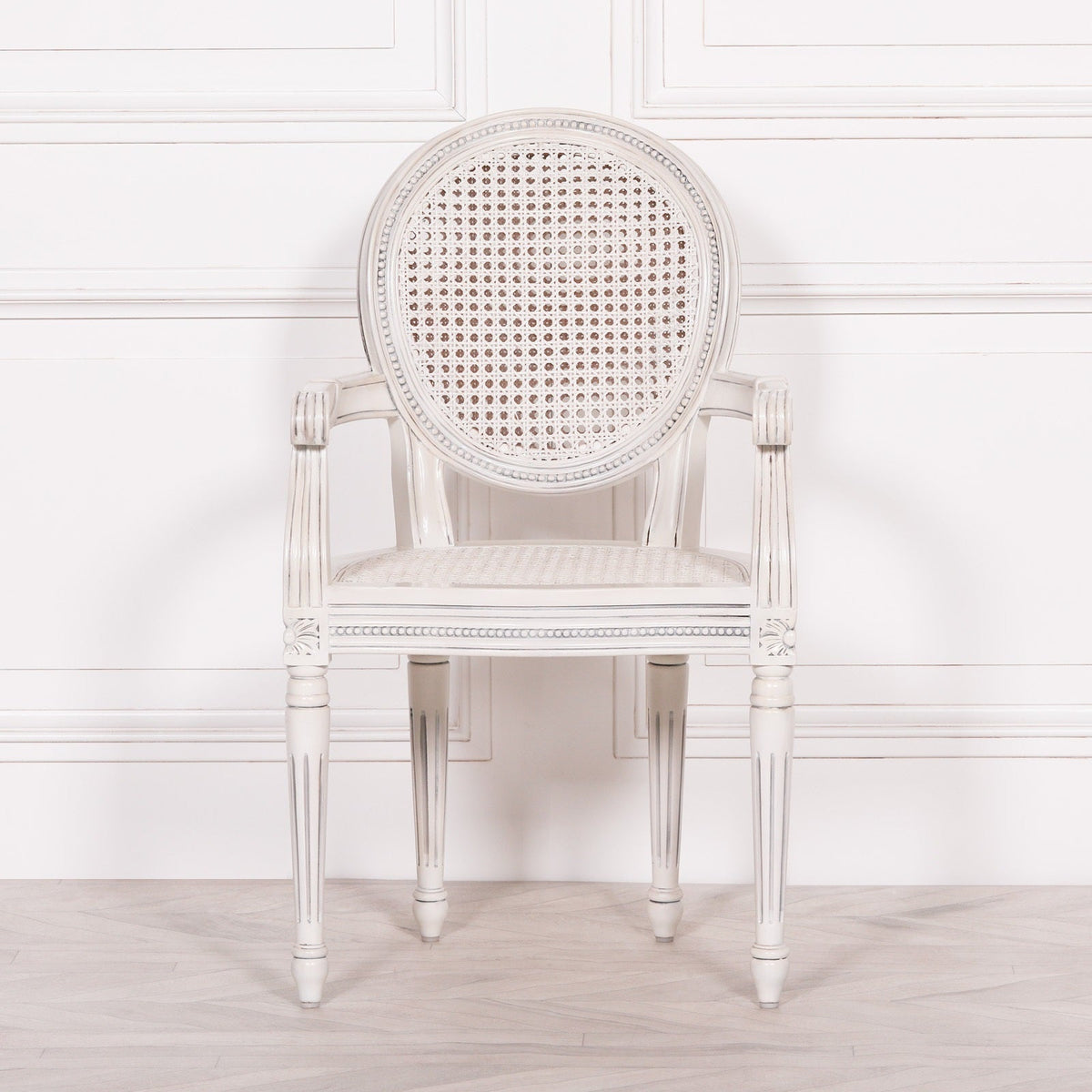 Off White Chateau Rattan Dining / Bedroom Arm Chair