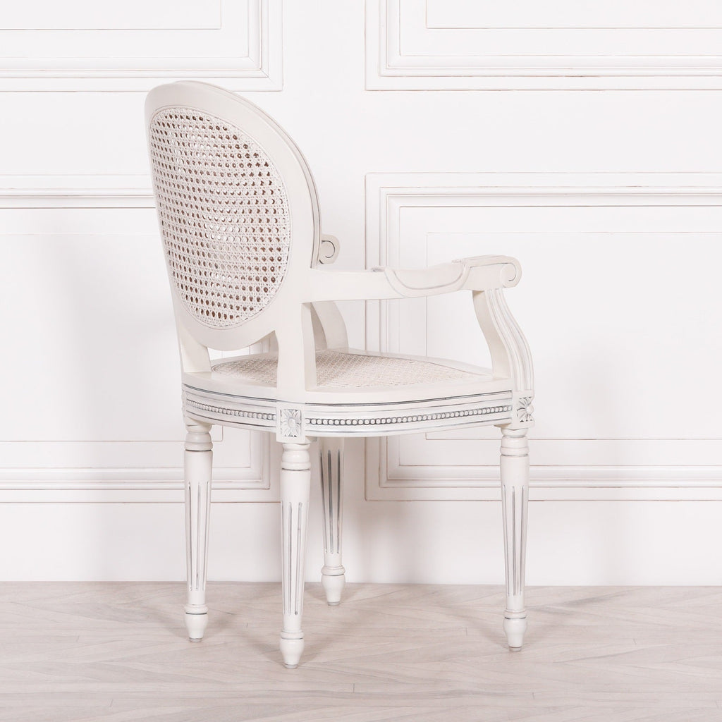 Off White Chateau Rattan Dining / Bedroom Arm Chair