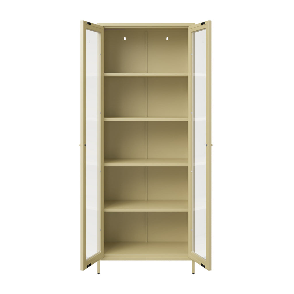 Tall Beige Display Cabinet