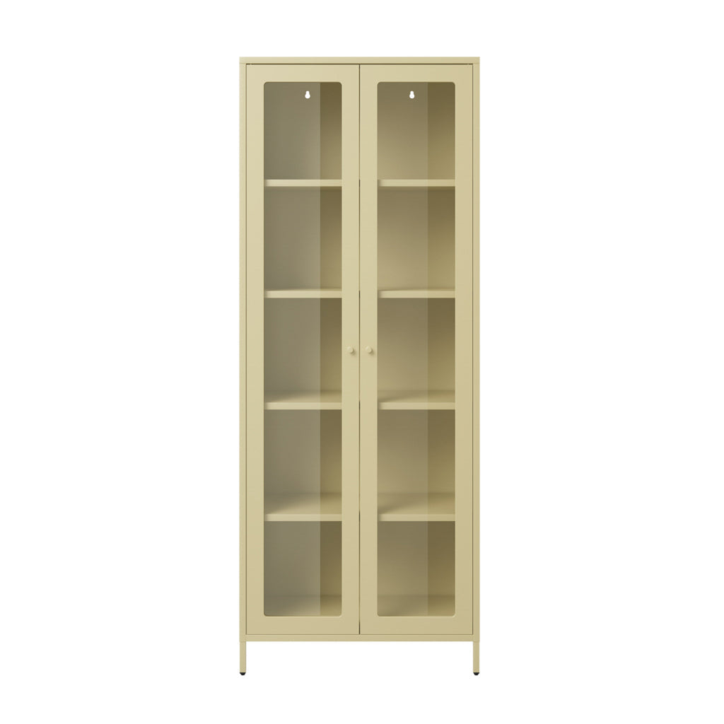 Tall Beige Display Cabinet