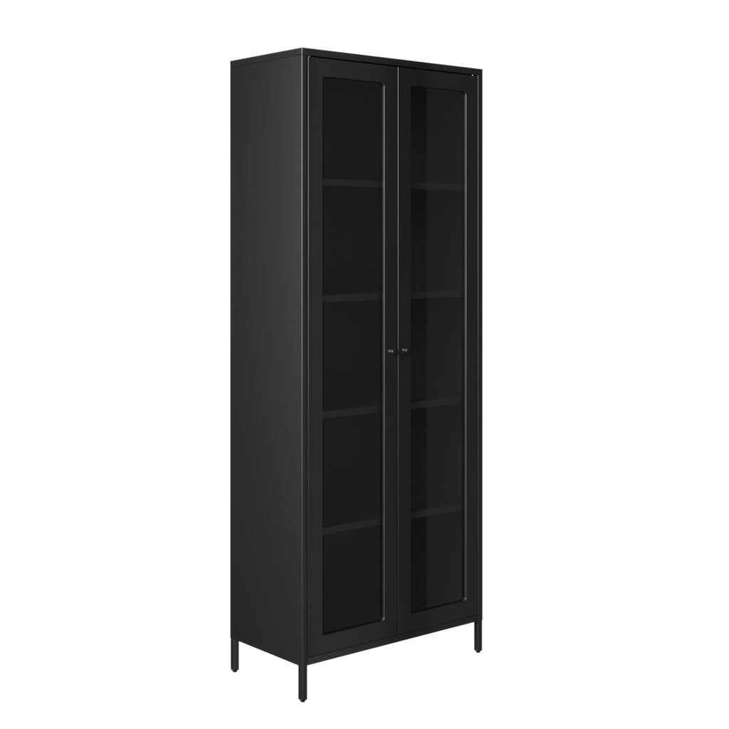 Tall Black Display Cabinet