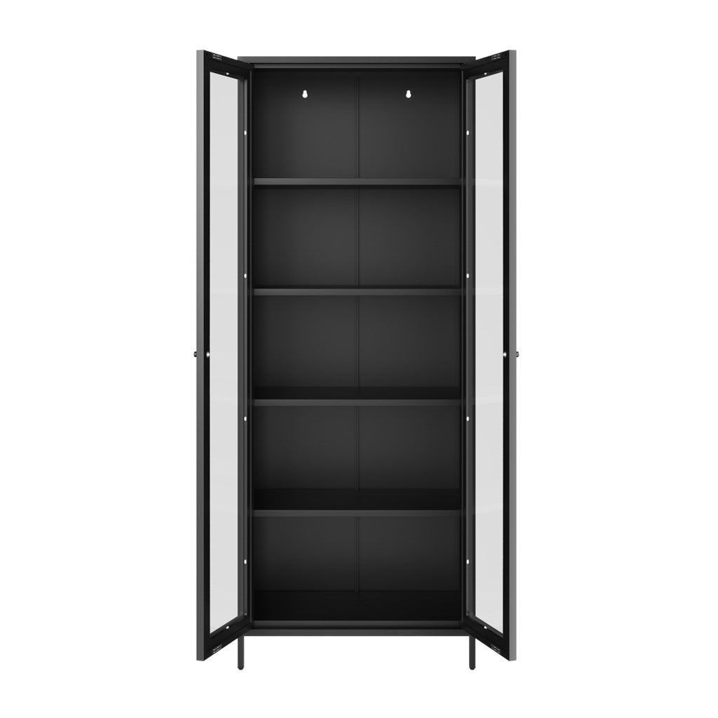 Tall Black Display Cabinet