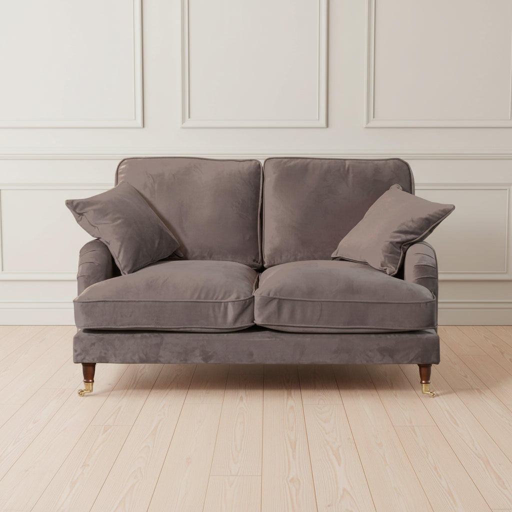 Mole Brown Velvet Upholstered 2 Seater Sofa