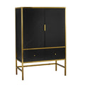 Black Marble Effect Drinks Cabinet With Gold Frame