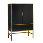 Black Marble Effect Drinks Cabinet With Gold Frame