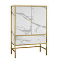 White Marble Effect Drinks Cabinet With Gold Frame