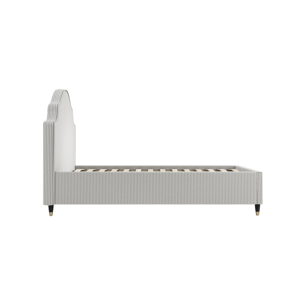 Grey Thin Stripe Single Bed