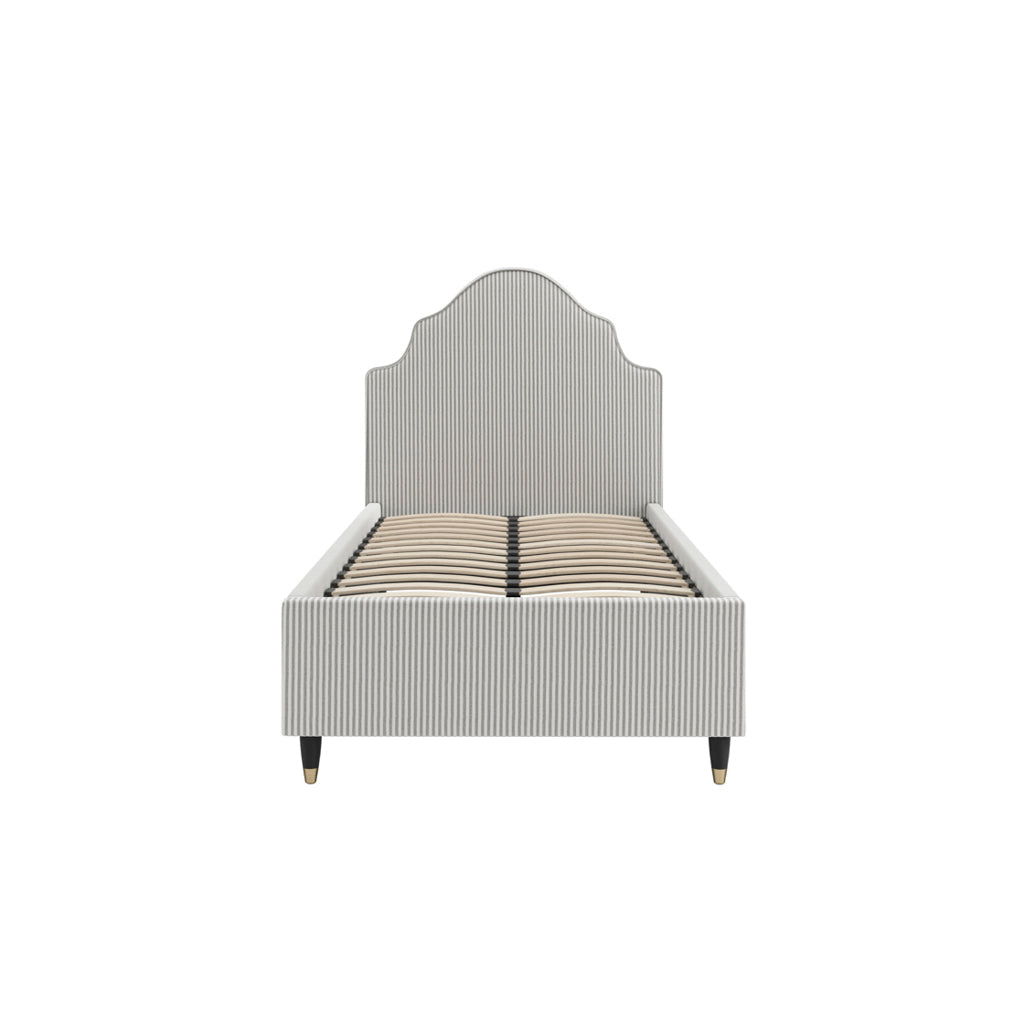 Grey Thin Stripe Single Bed