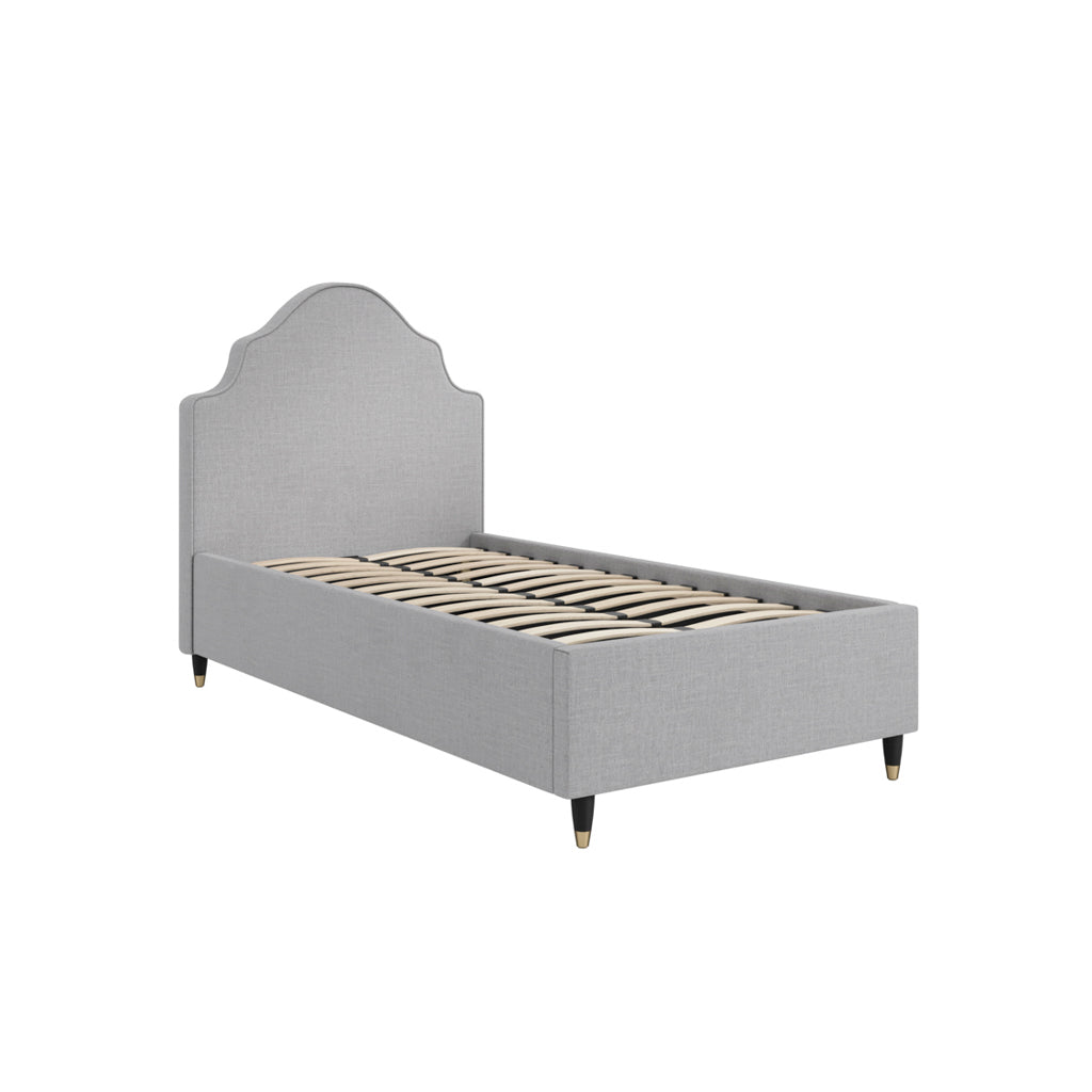 Grey Thin Stripe Single Bed