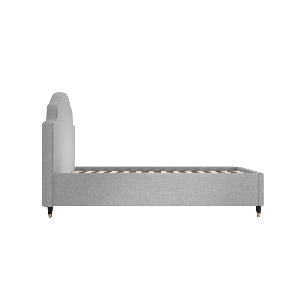 Grey Thin Stripe Single Bed