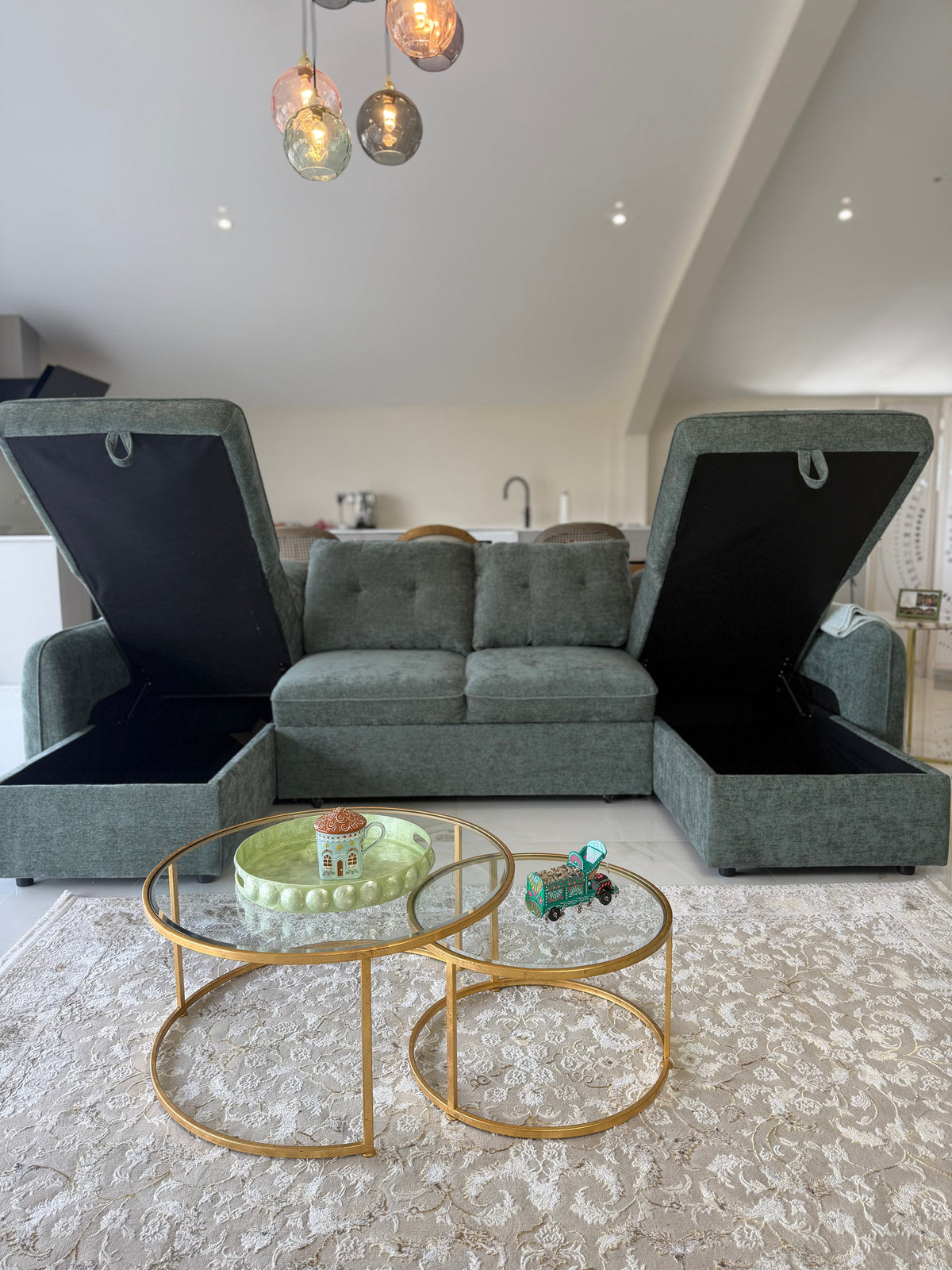 Moscow Sofabed Green U Shape Corner