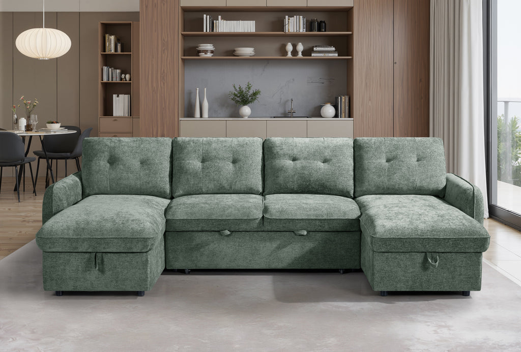 Moscow Sofabed Green U Shape Corner