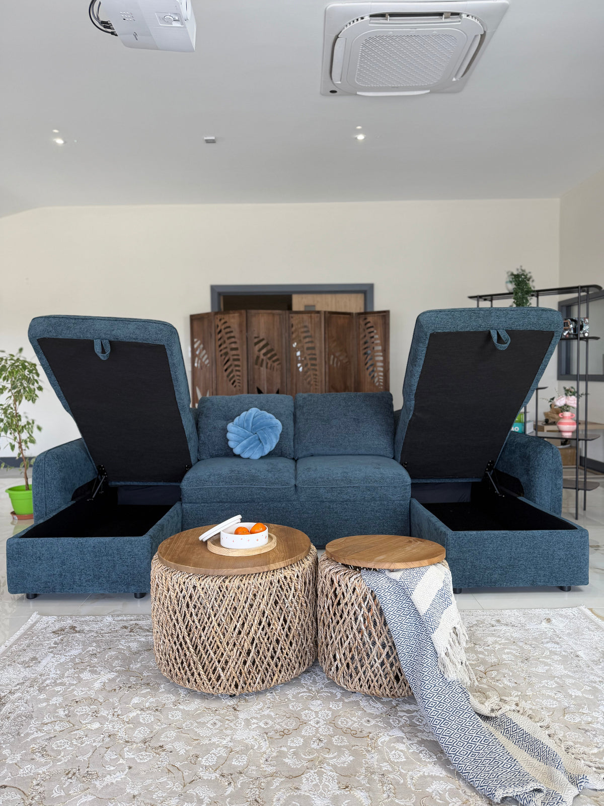 Moscow Sofabed Blue U Shape Corner