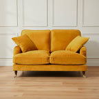 Mustard Yellow Velvet Upholstered 2 Seater Sofa