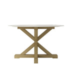 Rustic Wood & Circular Marble Top Dining Table