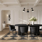 Rina Black Dining Table with 6 Nova Black Chairs