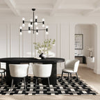 Rina Black Dining Table with 4 Nova Ivory Chairs