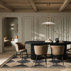 Rina Black Dining Table with 6 Nova Mole Chairs