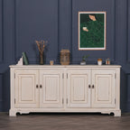 Distressed Aged White Brush Painted Classical Sideboard