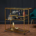 Art Deco Gold Drinks Trolley With Racks