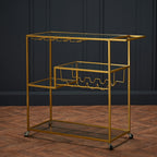 Art Deco Gold Drinks Trolley With Racks