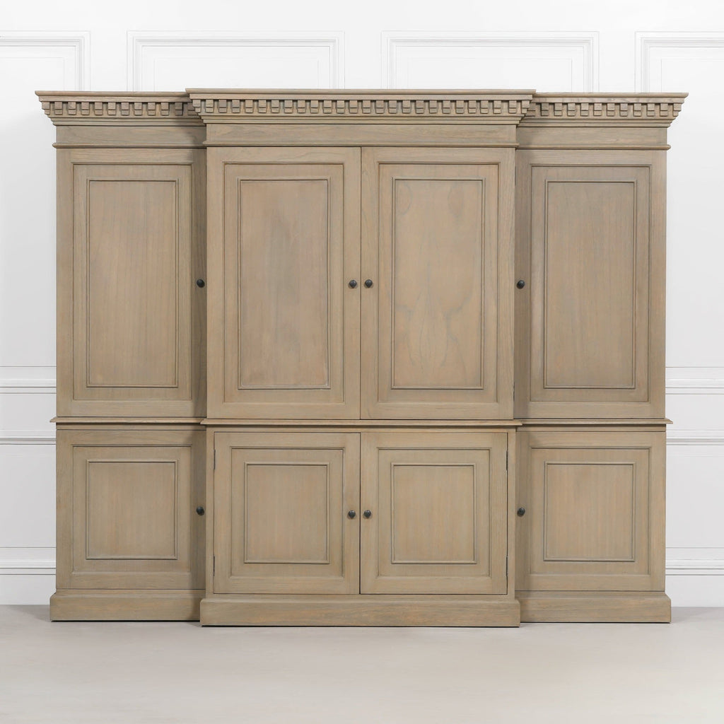Large Wooden Triple Breakfront TV Cabinet