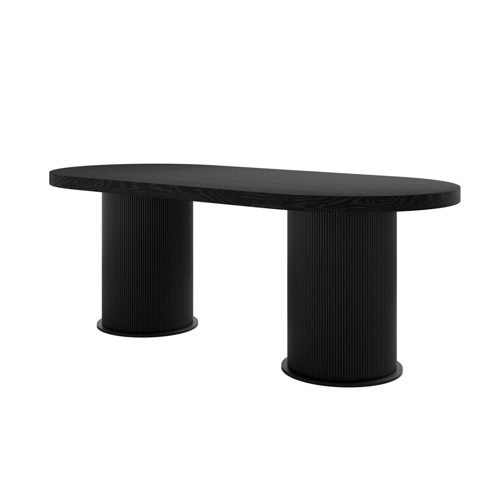 Rina Black Dining Table with 6 Nova Mole Chairs
