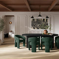 Rina Black Dining Table with 6 Alba Forest Green Chairs