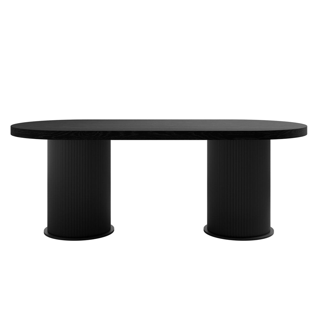 Rina Black Dining Table with 4 Nova Ivory Chairs