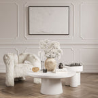 Large White Wooden Grain Effect Coffee Table