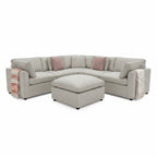 Santorini Sofa Grey Large Corner with Footstool. Heritage Home UK. Free Delivery and set up included. Grey Linen  Weaved Upholstery. 
