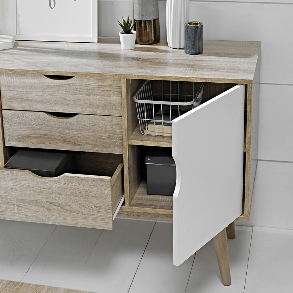 Light Oak & White Sideboard